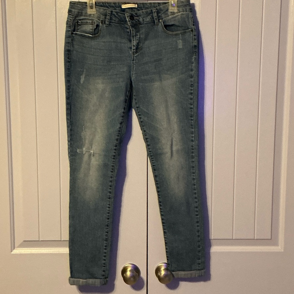Canyon River Blues Distressed Skinny Ankle Jeans; Size 10